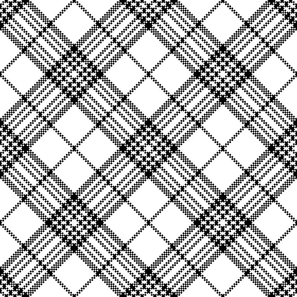Simple Pixel Check Black White Seamless Pattern Vector Illustration — Stock Vector