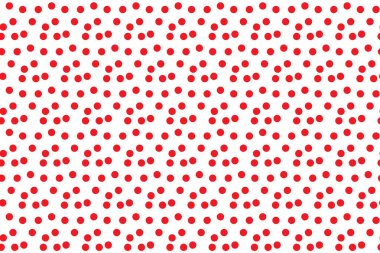 Beyaz arka plan rastgele dağınık daire kırmızı noktalar seamless modeli. Vektör çizim.