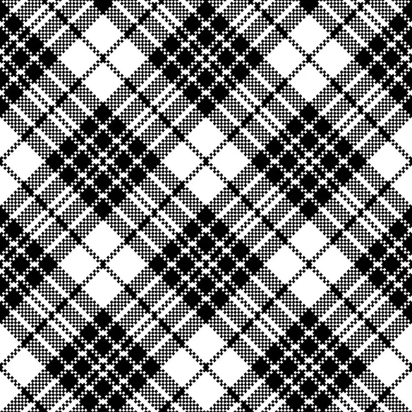 Blackberry Tartan Clan Black White Pixel Seamless Pattern Vector Illustration — Stock Vector