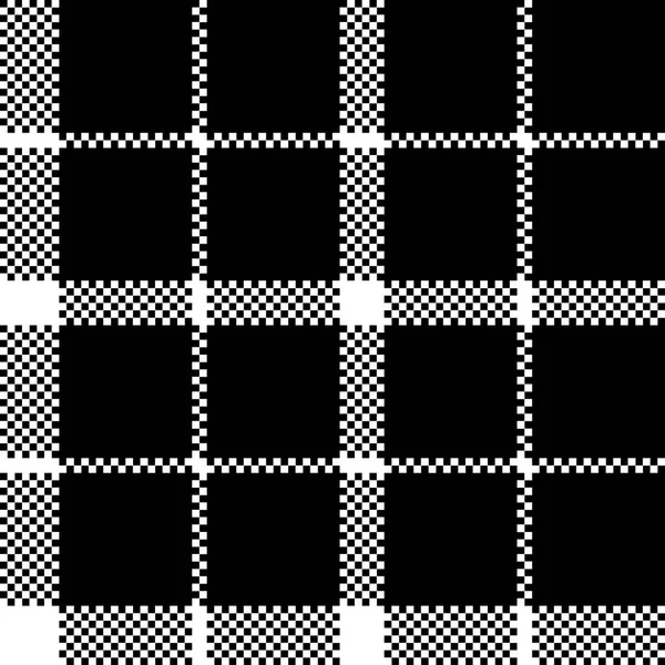 Fleur Écossais Tartan Tissu Pixel Noir Texture Motif Sans Couture — Image vectorielle