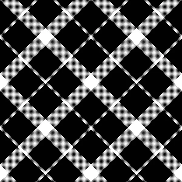 Classic Monochrome Pixel Tartan Seamless Pattern Vector Illustration — Stock Vector