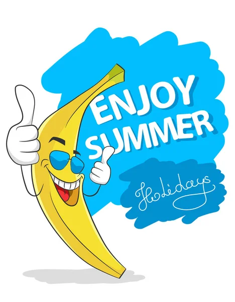 Aproveite Férias Verão Slogan Banana Óculos Sol Descansar Ilustração Vetorial — Vetor de Stock