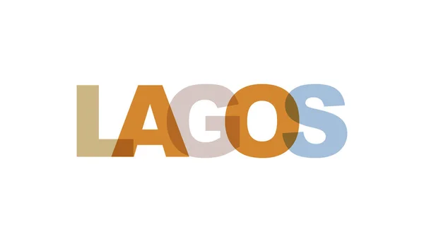 Lagos Zin Overlapping Kleur Geen Transparantie Concept Van Eenvoudige Tekst — Stockvector
