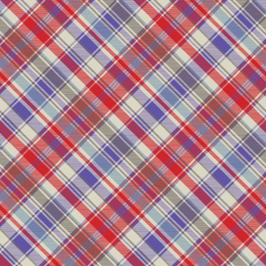 Kırmızı kareli ekose kumaş doku seamless modeli. Vektör çizim.