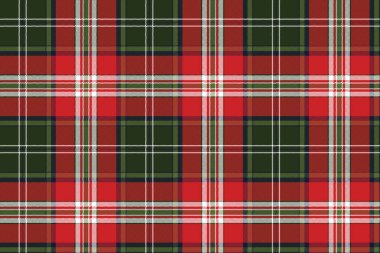 Kırmızı yeşil ekoseli sorunsuz kumaş dokusu. Vektör çizim.