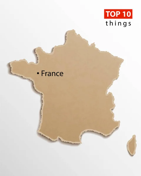 France Carte Vectorielle Cartes Françaises Texture Papier Artisanal Modèle Vide — Image vectorielle