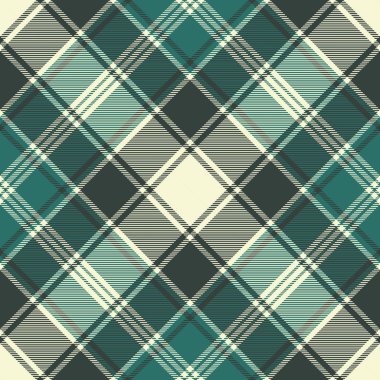 Yeşil kareli kumaş doku seamless modeli. Vektör çizim.
