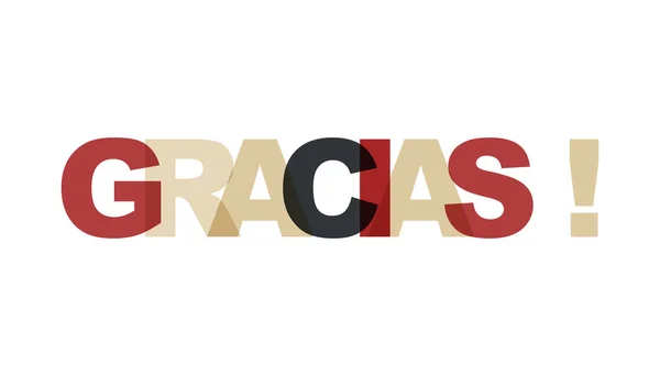 Gracias Frase Solapan Color Sin Transparencia Concepto Texto Simple Para — Vector de stock