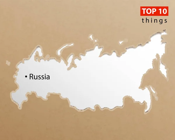 Carte Russie Sur Texture Papier Artisanal Modèle Infographie Voyage Créatif — Image vectorielle