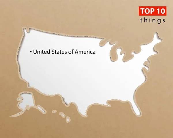 Carta geografica USA su texture di carta artigianale. Modello per infografica. Creato — Vettoriale Stock