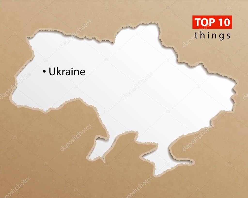 Ukraine map on craft paper texture. Template for infographics. C