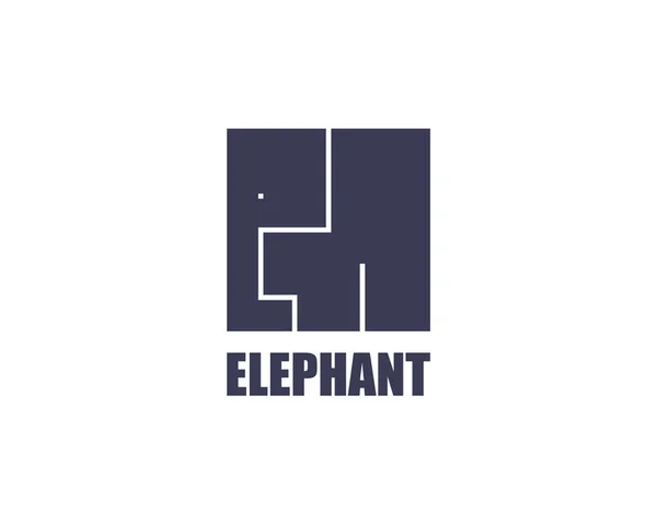 Szablon słoń logo. Nowoczesna kostka Płaska konstrukcja. Afryka dziki ani — Wektor stockowy