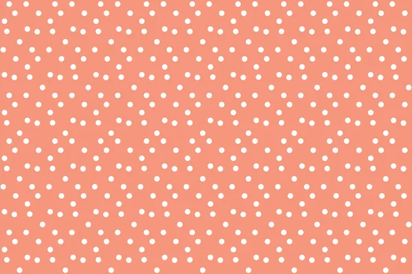 Fond couleur pêche à pois blancs motif sans couture — Image vectorielle