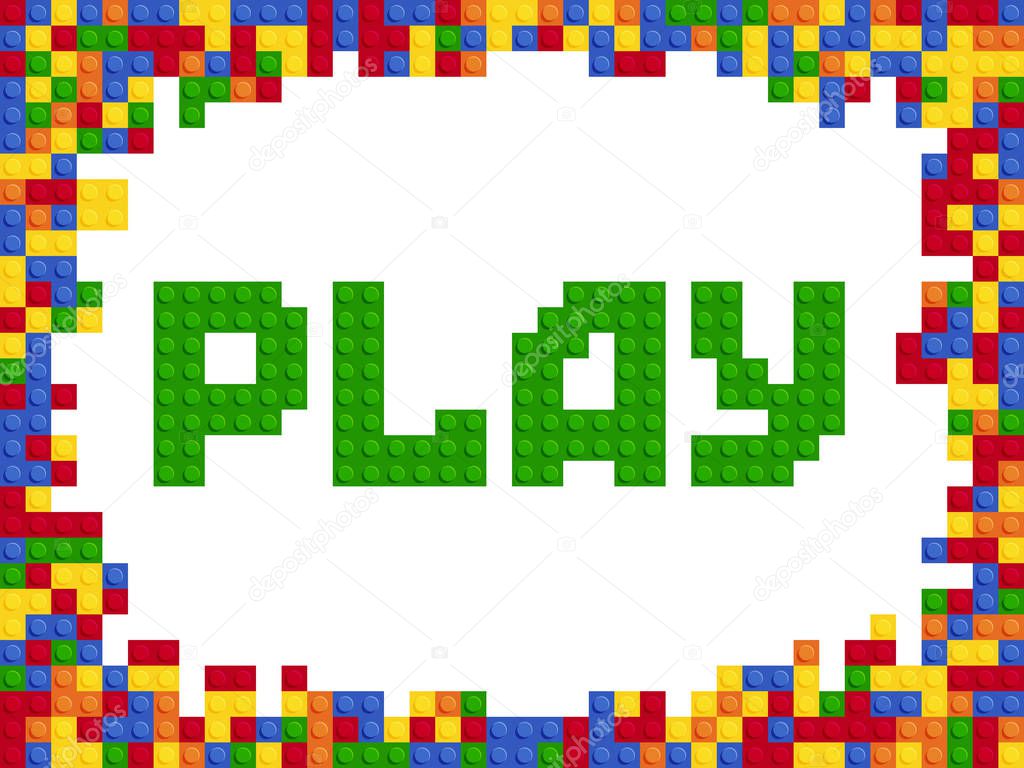 Play word plastic color constructor block template flat design