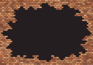 Eski tuğla duvar arka plan. Kırmızı tuğla doku. Çerçeve kenarlık vect