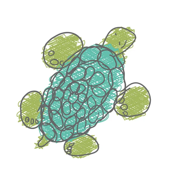 Schildpad vector geïsoleerd op witte achtergrond. Kind hand getrokken p — Stockvector