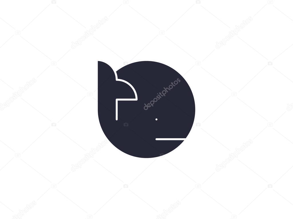 Whale vector icon. Ocean logo design element. Marine life illustration in trendy flat style.