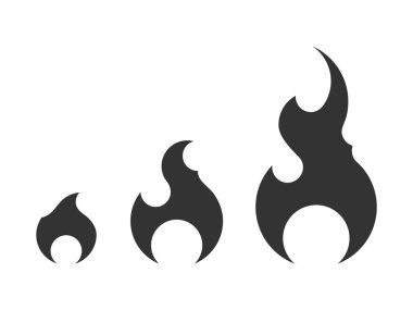 Yangın simgeleri vektör şablonu yalıtılmış ayarlayın. Toplama düz alev l