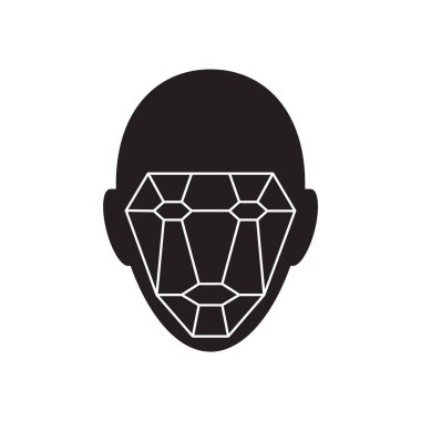 Kimlik biyometrik doğrulama işareti simgesi. Yüz tanıma