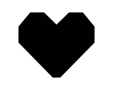 Aşk kalp vektör simgesi siyah siluet beyaz backgr izole