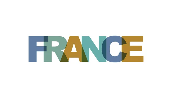 France, phrase overlap color no transparency. Concept of simple — Stock Vector