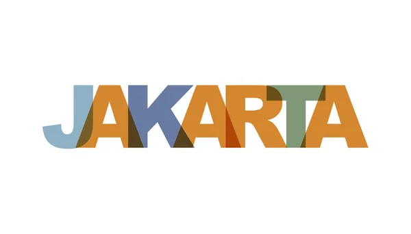 Jakarta, phrase overlap color no transparency. Concept of simple — Stock Vector