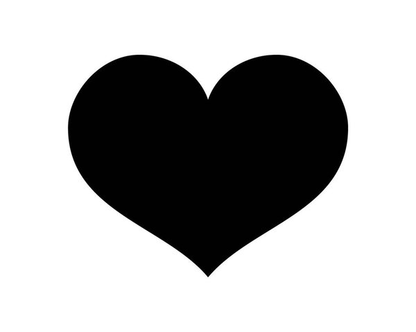 Love heart vector icon black silhouette isolated on white backgr