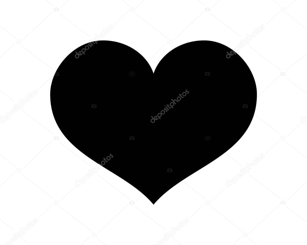Love heart vector icon black silhouette isolated on white backgr