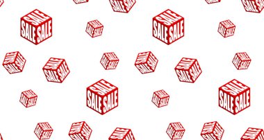 Kırmızı sembol satış etiketi vektörü. Satış deseni dikişsiz geometrik yavru