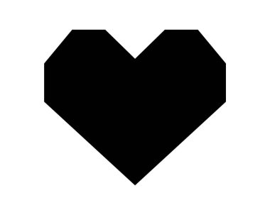 Aşk kalp vektör simgesi siyah siluet beyaz backgr izole