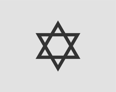 Davud'un Yahudi Yıldızı simgesi. Vektör altı sivri yıldız sembolü.