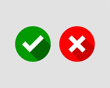 Çapraz ve onay işareti simgesi vektör sembolü kümesi.