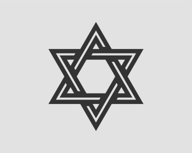 Davud'un Yahudi Yıldızı simgesi. Vektör altı sivri yıldız sembolü.