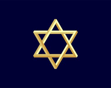 Davud'un Yahudi Yıldızı simgesi. Vektör altı sivri yıldız sembolü.