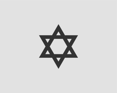 Davud'un Yahudi Yıldızı simgesi. Vektör altı sivri yıldız sembolü.