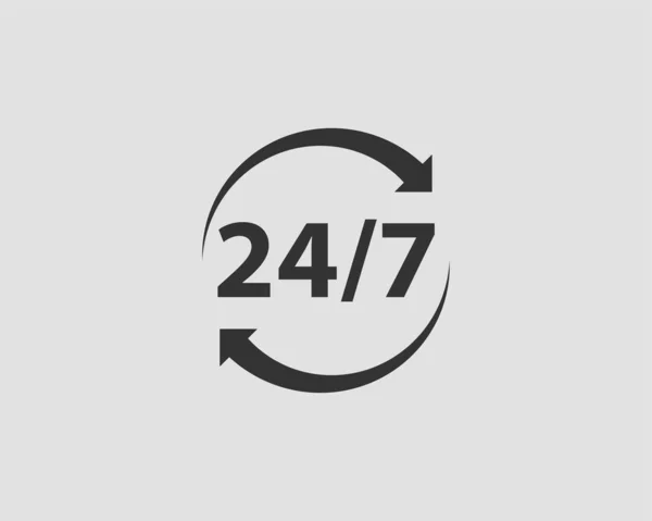 24/7 ikon vektor. 24 timmars service klocka. — Stock vektor