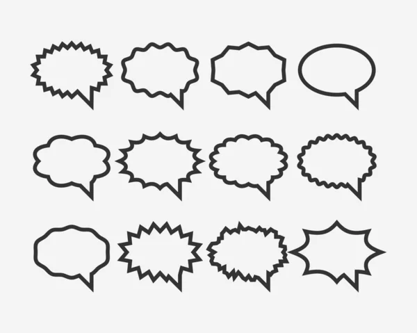 Establecer burbujas de conversación vector de voz. Diseño de icono de burbuja vacío en blanco e — Vector de stock