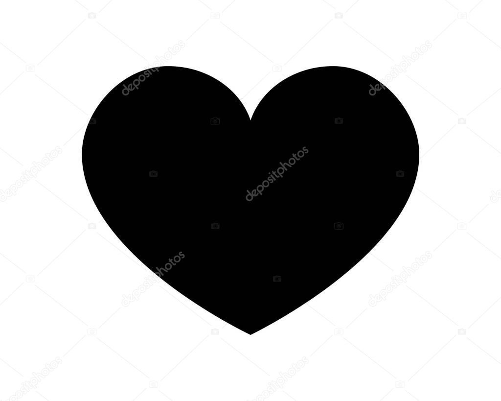 Love heart vector icon black silhouette isolated on white backgr