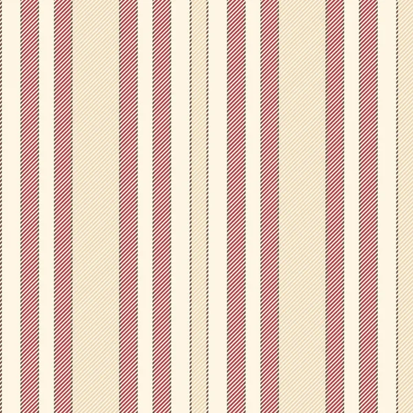 Textura de tela de rayas rojas beige patrón sin costuras — Vector de stock