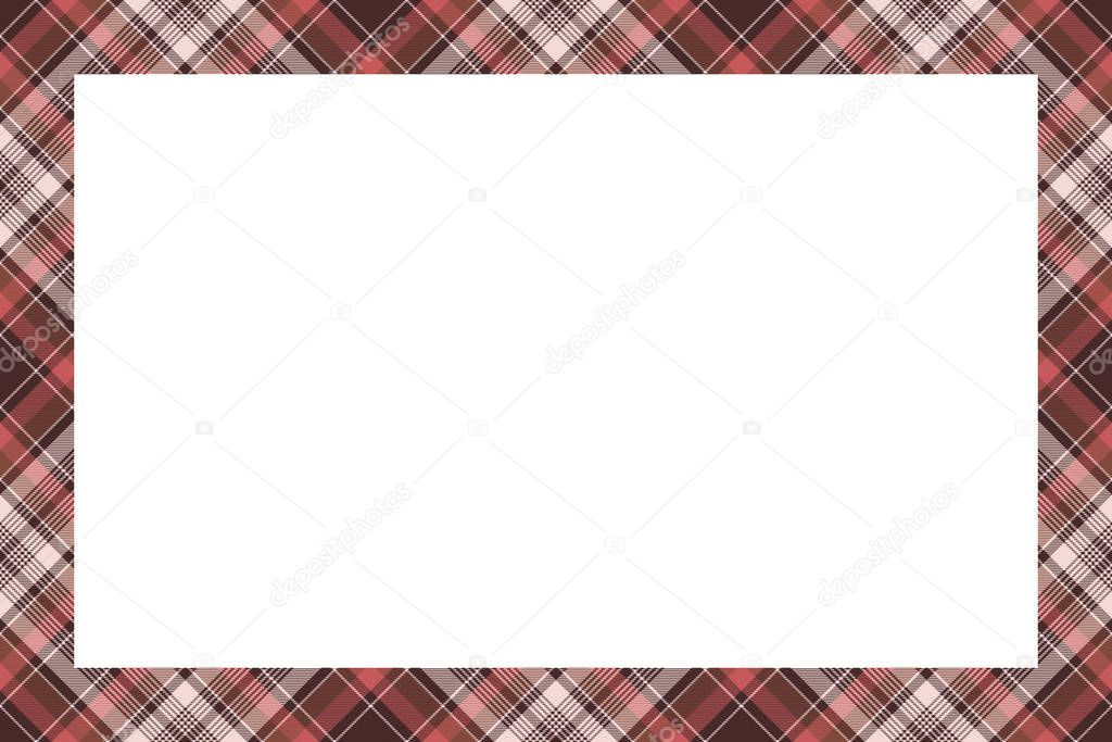 Border frame vector vintage background. Plaid pattern fabric tex