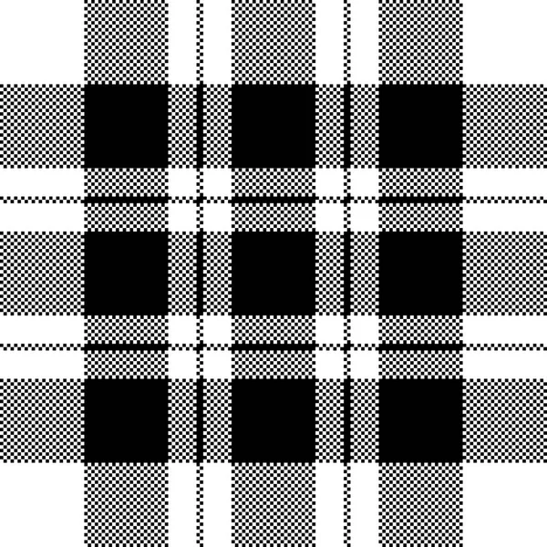 Pixel check fabric texture seamless black white pattern — Stock Vector