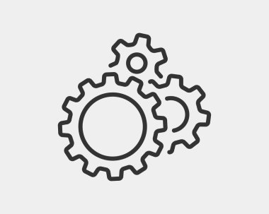 Metal dişliler ve SMM vektörü. Dişli simgesi düz tasarım. Mekanizma WH