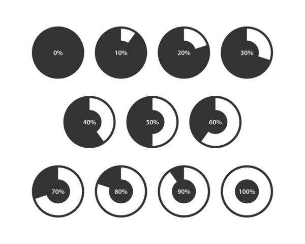 Definir ícones de gráfico de pizza. Diagrama vetorial do círculo. Gráficos da coleção gr —  Vetores de Stock