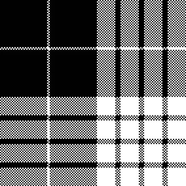 Cameron noir blanc tartan plaid pixel motif sans couture — Image vectorielle