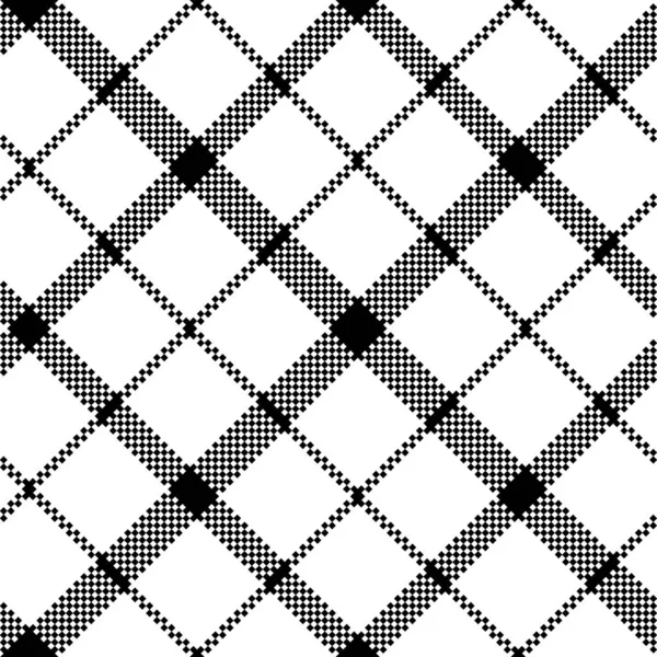 Fiore di tartan scozzese nero bianco pixel modello senza soluzione di continuità — Vettoriale Stock