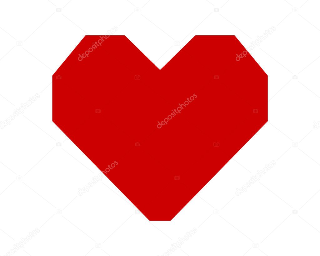 Red shape love heart icon vector isolated on white background.