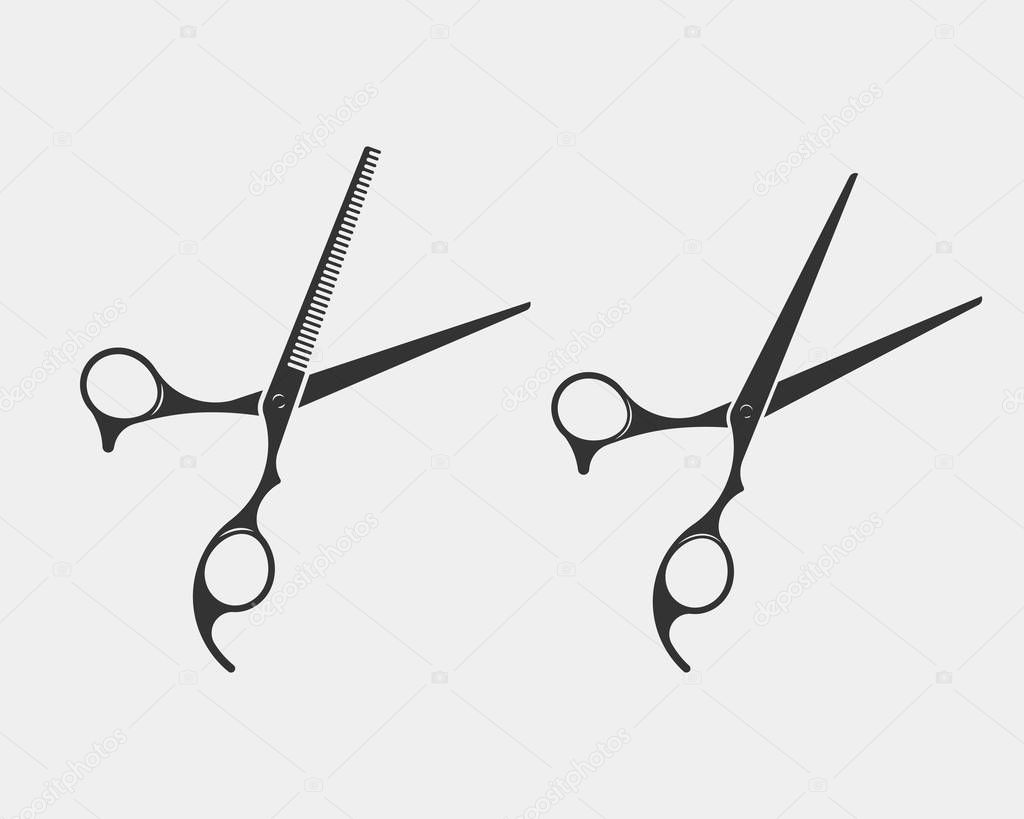 Set hair cut scissor icon. Scissors vector design element or log