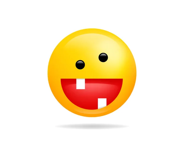 Emoji smile icon vector symbol. Crazy Smiley face yellow cartoon — Stock Vector