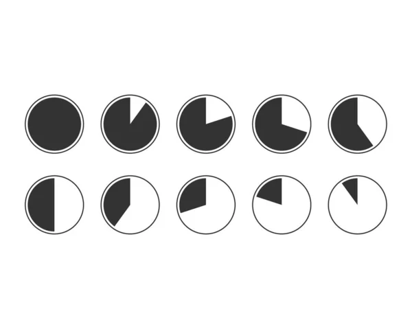 Pictogrammen voor cirkeldiagrammen instellen. Cirkeldiagram vector. Collectie Charts gr — Stockvector