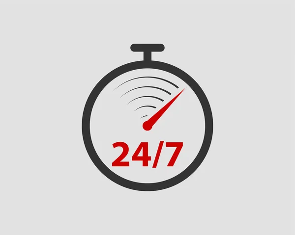 Vector de icono 24 / 7. Reloj de servicio 24 horas . — Vector de stock